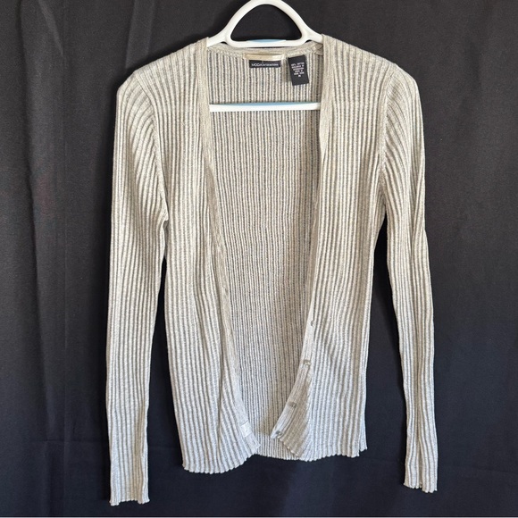 Moda international Gray lightweight sweater cardigan size M - Picture 3 of 8